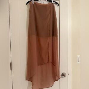 Lush Chiffon Hi-Low Midi Skirt Tan Brown Size M (Fits XS/S)
